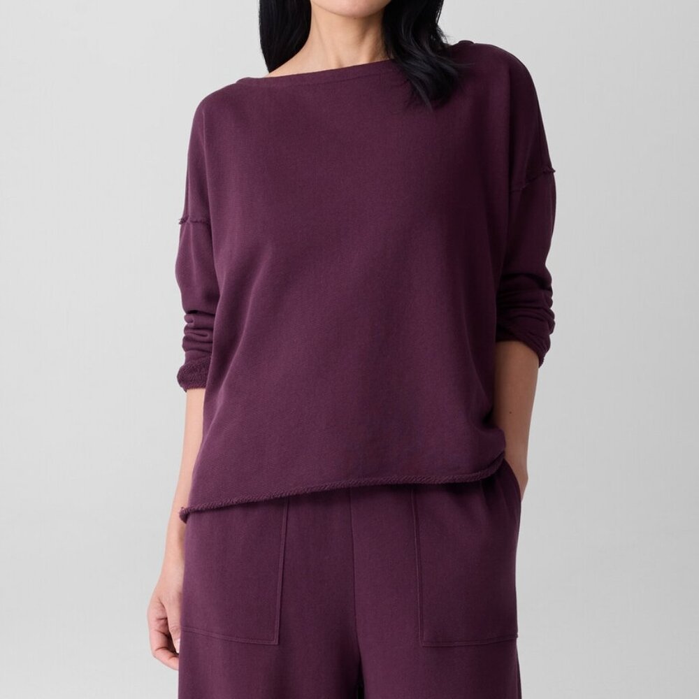 Eileen Fisher Lightweight 100% Organic Cotton Terry Box-Top Sz:XL NWT - Picture 2 of 14